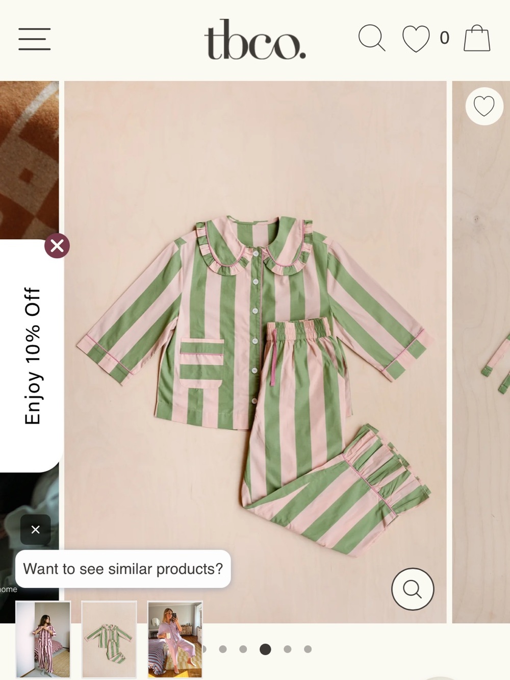 Girls' Green & Pink Stripe Ruffle-Collar Pajama Set